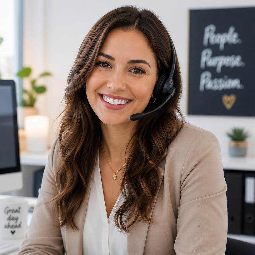 Vriendelijke call center medewerker